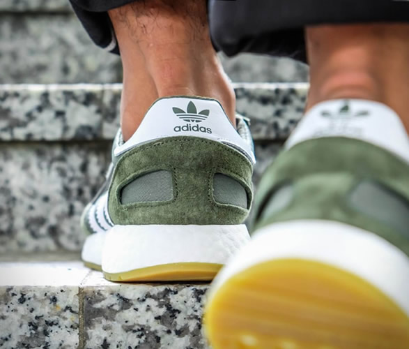 Adidas green and white i-5923 mesh and suede leather sneakers best sale